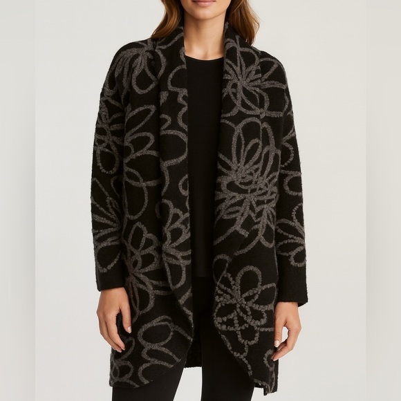 Bryn Walker Wool Blend Lagenlook Oversized Wrap Cardigan Coat Jacket Size Medium - Picture 1 of 6